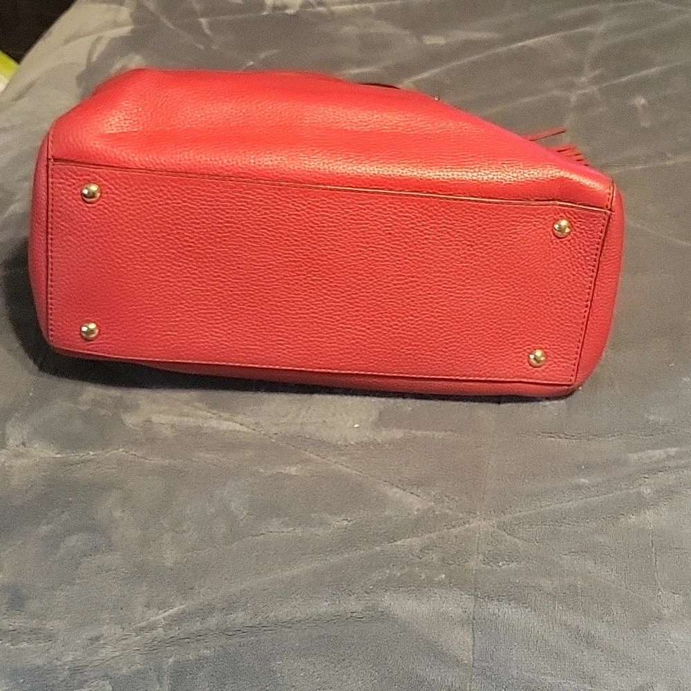 MICHAEL MICHAEL KORS Red Leather Large Bedford Tassel Satchel - Picture 2 of 5